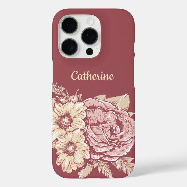 Flower Illustration custom name phone cases (Back)