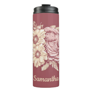 Flower Illustration custom name tumbler