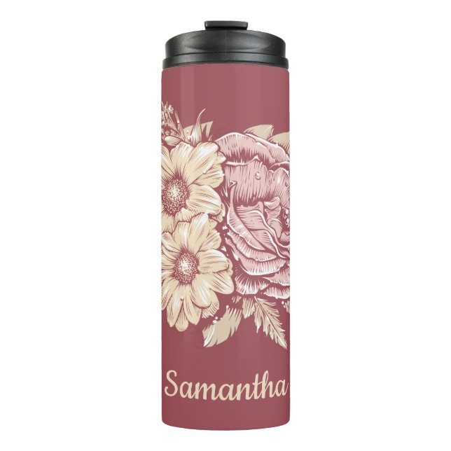 Flower Illustration custom name tumbler (Front)