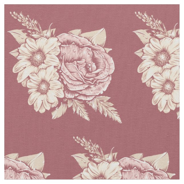 Flower Illustration fabric (Close Up)