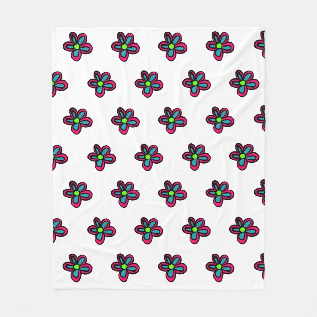 Flower illustration fleece blanket (Front)