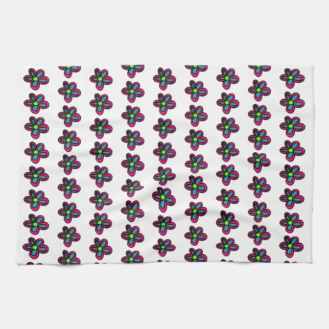 Flower illustration tea towel (Horizontal)