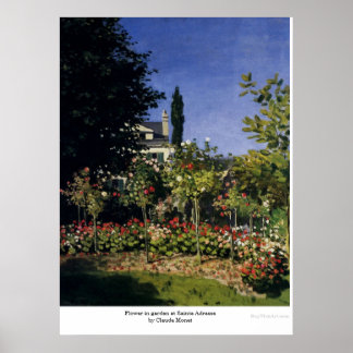 Flower in garden at Sainte Adresse by Claude Monet Poster