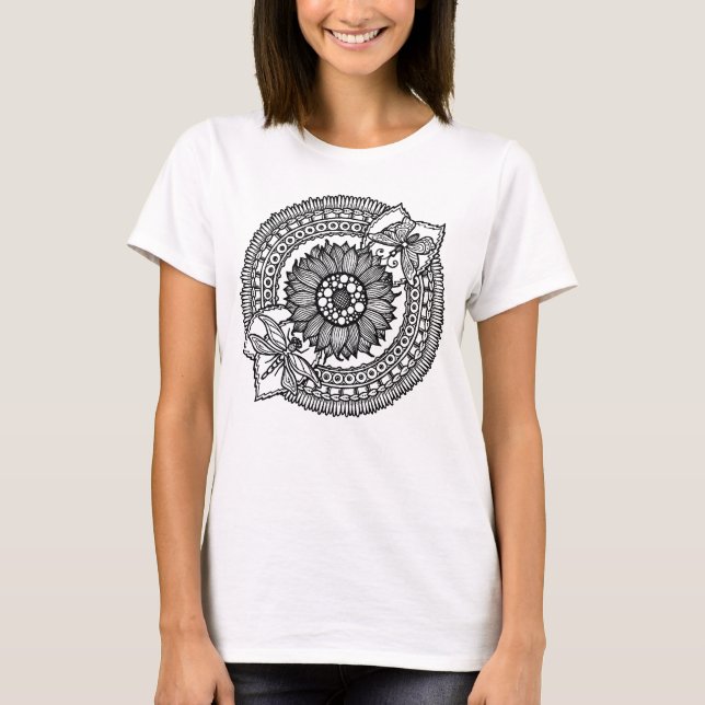 Flower In Mandala T-Shirt (Front)