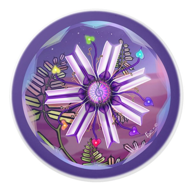 Flower in the desert  ceramic knob (Front)