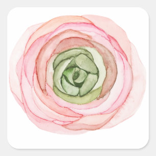Flower in watercolor square sticker