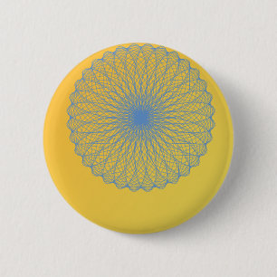 flower in yellow 482  abstract art 6 cm round badge