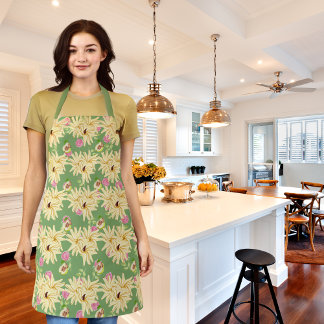 Flower-inspired pears green apron