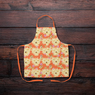 Flower-inspired pears orange apron