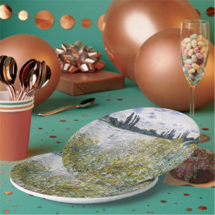 Flower Island near Vétheuil, Claude Monet Paper Plate