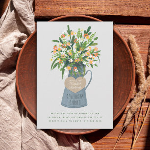 Flower Jug Wedding Rehearsal Dinner Invitation