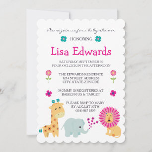 Flower Jungle Animals Invitation