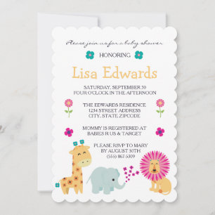 Flower Jungle Animals Invitation
