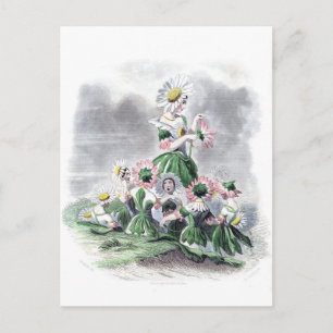 Flower Ladies Daisy Animated Flowers Grandville Postcard
