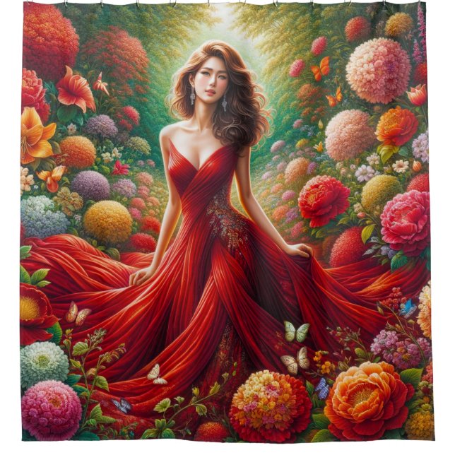 Flower Lady Shower Curtain (Front)