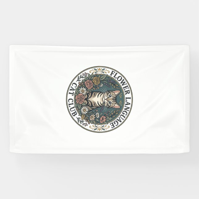 Flower Language Cat Cat Graphic Tee Art - Flower L Banner (Horizontal)