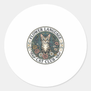 Flower Language Cat Cat Graphic Tee Art - Flower L Classic Round Sticker
