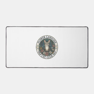 Flower Language Cat Cat Graphic Tee Art - Flower L Desk Mat
