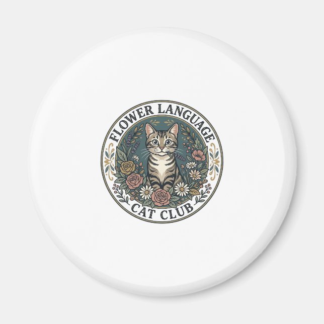 Flower Language Cat Cat Graphic Tee Art - Flower L Magnet (Front)