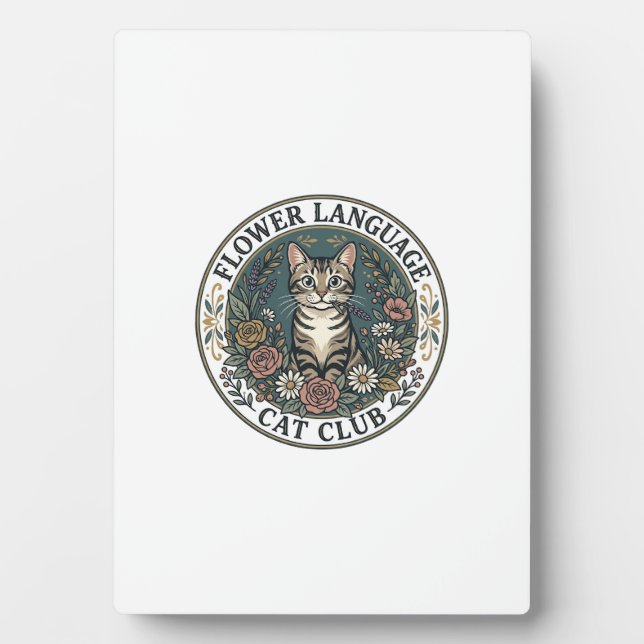 Flower Language Cat Cat Graphic Tee Art - Flower L Plaque (Front)