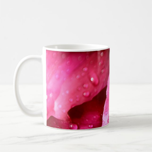 Flower leaf macro dew drops nature coffee mug (Left)