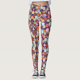Flower, leaves and design leggings