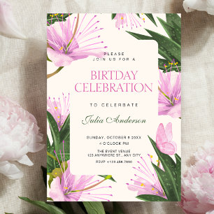 Flower leaves birthday invitation