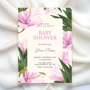 Flower leaves elegant baby shower invitation
