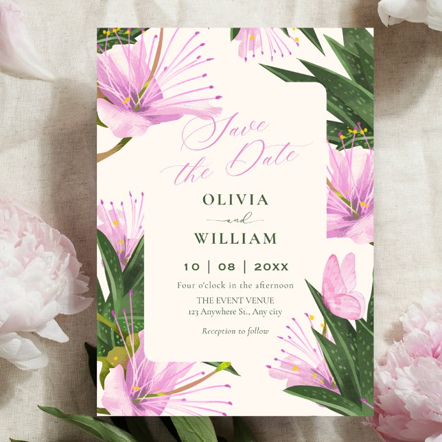 Flower leaves elegant wedding save the date (Creator Uploaded)