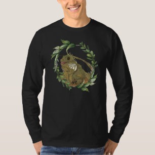 Flower Leaves Exotic Lizard Animal Reptile Iguana T-Shirt