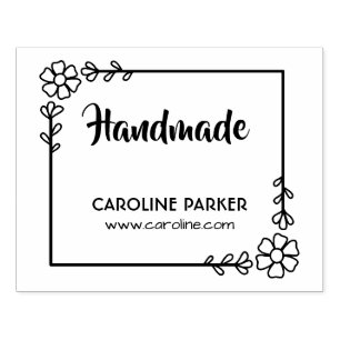 Flower leaves frame handmade custom name rubber st stamp