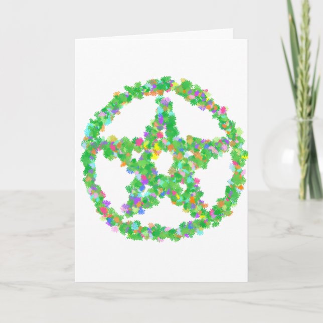 Flower & Leaves Pentacle Card (Front)