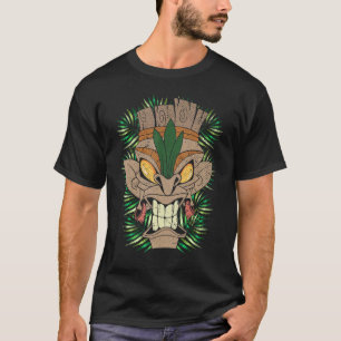 Flower Leaves Tropical Tiki Mask Luau Party Statue T-Shirt