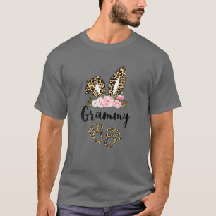 Flower Leopard Bunny Grammy Easter Day Women T-Shirt