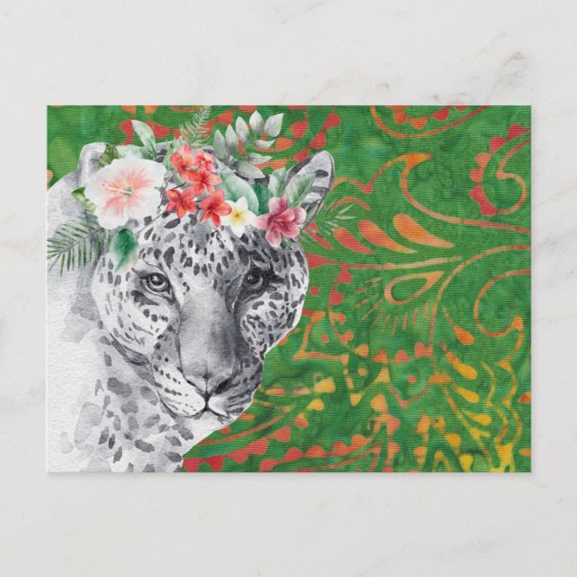 Flower Leopard Jungle Batik Postcard (Front)