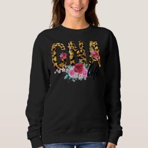 Flower Leopard Print Cna Nurse Life Mother's Day W Sweatshirt