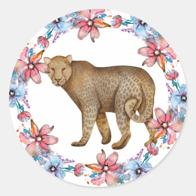 Flower Leopard Sticker (Front)