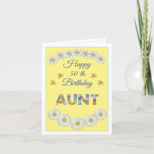 Flower letter Aunt Personalised Birthday card (Front)