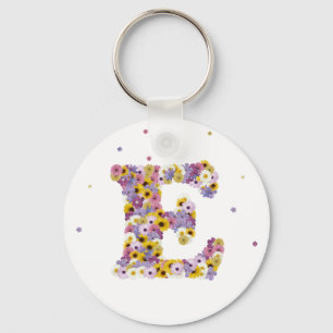 Flower letter E Key Ring