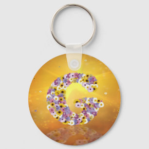 Flower letter G Key Ring