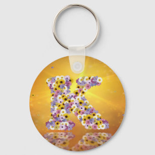 Flower letter K Key Ring