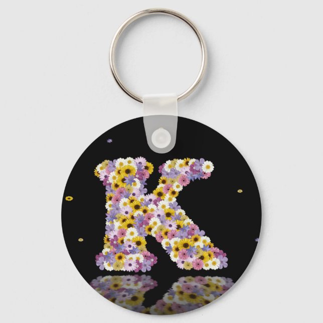 Flower letter K Key Ring (Front)