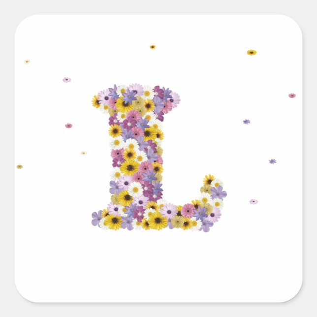 Flower letter L Square Sticker (Front)
