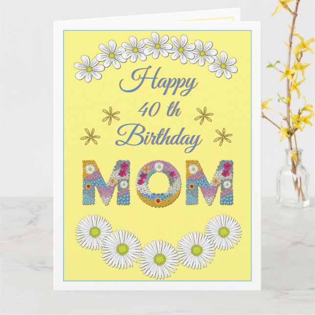 Flower letter Mum Personalised Birthday card (Yellow Flower)