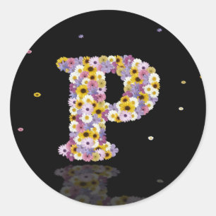 Flower letter P Classic Round Sticker