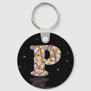 Flower letter P Key Ring