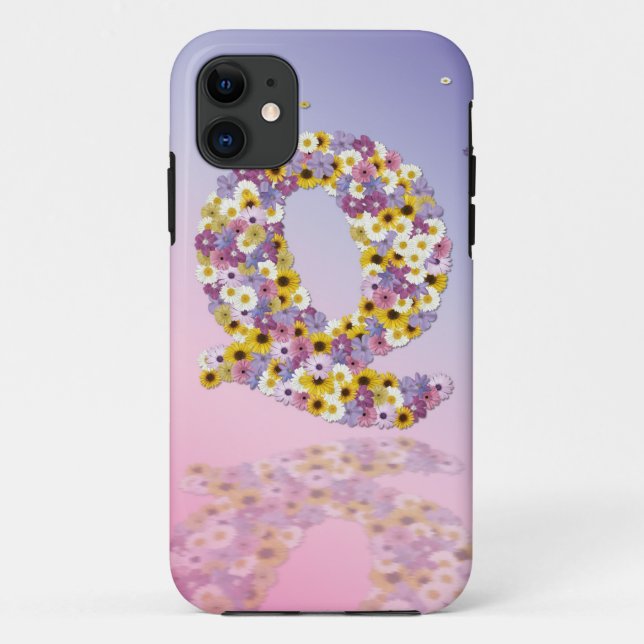 Flower letter Q Case-Mate iPhone Case (Back)