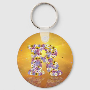 Flower letter R Key Ring