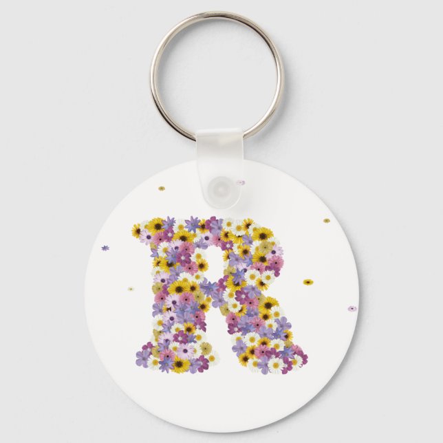 Flower letter R Key Ring (Front)