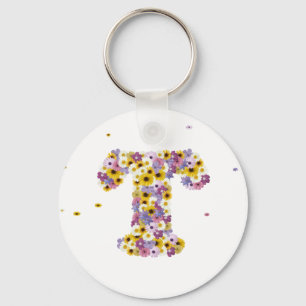 Flower letter T Key Ring